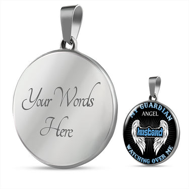 Motivational Family Necklace For Husband Chain For Men - My Guardian Angel Watching Over Me - Personalized Family Gifts Shape: Circle 1-Inch Diameter